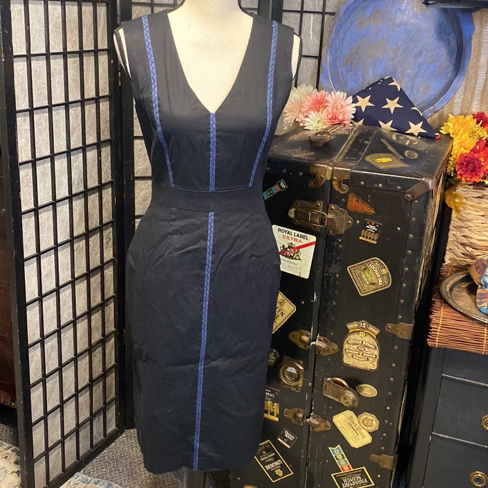Abaete Black & Blue Sheath Dress